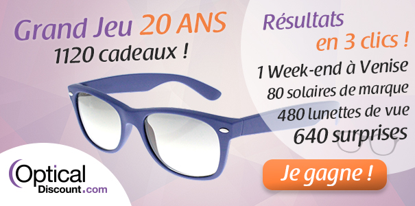 Gagnez un week-end à Venise et des lunettes de vue et de soleil avec Optical Discount Gagnez un week-end à Venise et des lunettes de vue et de soleil avec Optical Discount