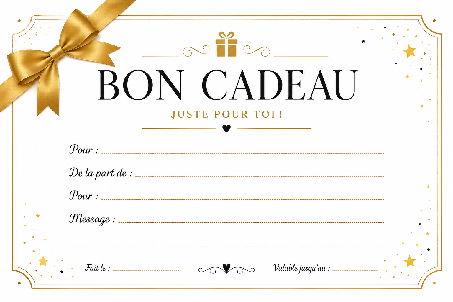 Bon cadeau à imprimer pdf gratuit